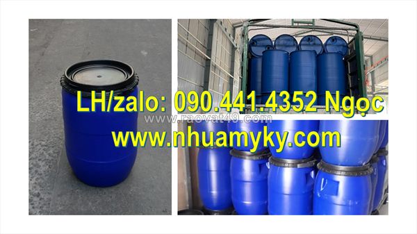 Thùng phuy nhựa 50 lít nhập khẩu, thùng nhựa 160 lít đựng hóa chất loại mới, thùng phuy nhựa 220 lít cũ