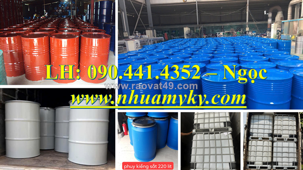 Thùng phuy nhựa 60 lít đựng chất lỏng hóa học, vỏ thùng phuy nhựa 30 lít đựng nước sốt pha sẵn