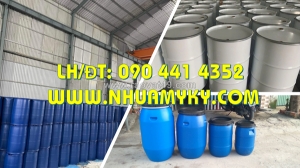 Thùng phuy sắt 220 lít đựng chất tẩy có tráng epoxy, vỏ thùng phuy sắt 220 lít nắp kín, thùng phi sắt cũ 220 lít
