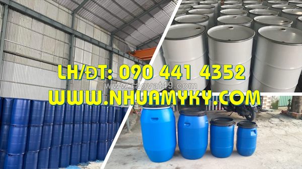 Thùng phuy sắt 220 lít đựng chất tẩy có tráng epoxy, vỏ thùng phuy sắt 220 lít nắp kín, thùng phi sắt cũ 220 lít