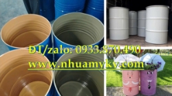 Thùng phuy sắt cũ 220 lít đựng phân bón, thùng phuy sắt 220 lít cũ làm khung xe đạp, thùng phuy sắt cũ giá rẻ