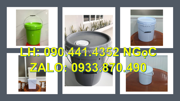 Thùng sơn nhựa 12 lít màu xanh lá, thùng đựng sơn 16 lít màu đỏ, xô nhựa  lít đựng sơn dầu màu cam