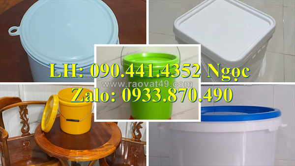 Thùng sơn nhựa  lít tròn, thùng đựng sơn 16 lít trơn, vỏ thùng sơn nhựa 12 lít siêu dày, nhựa pp cao cấp