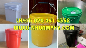 Thùng sơn nhựa 20 lít tròn nắp rót, vỏ thùng sơn trơn  lít vuông, thùng sơn trơn 16 lít nắp garenti