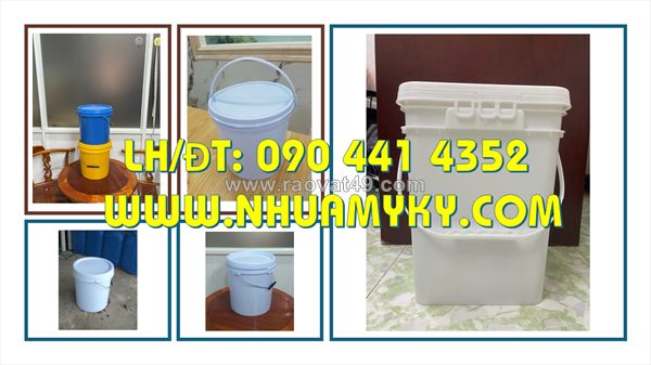 Thùng sơn nhựa 20 lít tròn nắp rót, vỏ thùng sơn trơn  lít vuông, thùng sơn trơn 16 lít nắp garenti