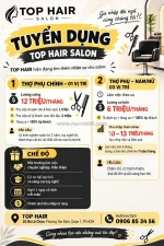 Top hair salon tuyển thợ chính, phụ tóc q1