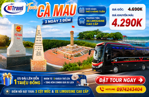 Tour cà mau 3 ngày 3 đêm – hành trình chạm 3 cột mốc tổ quốc bằng xe limousine