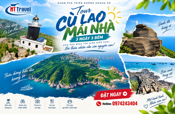 Tour cù lao mái nhà 3 ngày 3 đêm | khám phá đảo hoang robinson phú yên