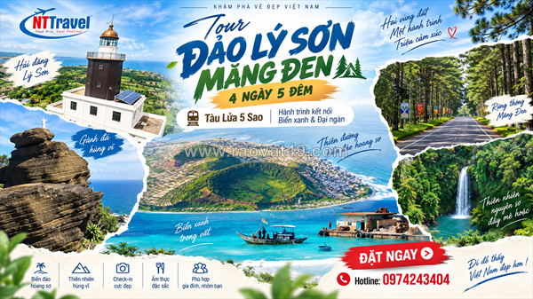 Tour đảo lý sơn măng đen 4 ngày 5 đêm tàu lửa 5 sao | trải nghiệm biển miền trung kết hợp tây nguyên đại ngàn