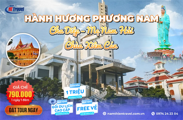 Tour hành hương cha diệp mẹ nam hải 1n1đ xe giường nằm | trọn gói 2 bữa ăn, phí tham quan