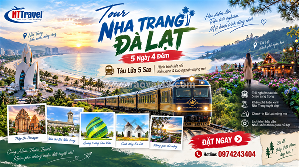 Tour nha trang đà lạt 5 ngày 4 đêm tàu lửa 5 sao: hòn tằm, vinwonders, xứ sở ngàn hoa