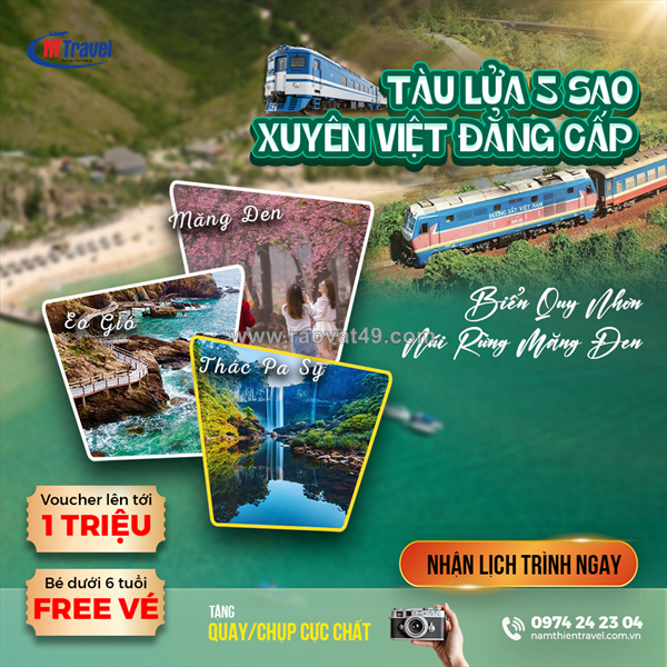 Tour quy nhơn măng đen 4 ngày 4 đêm tàu lửa 5 sao | hành trình biển xanh & đại ngàn