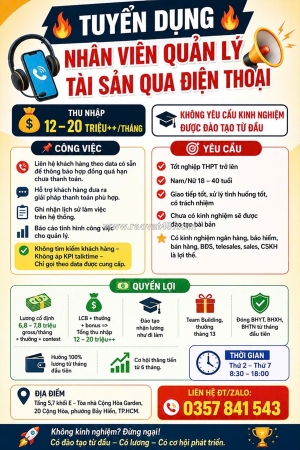 Tuyển dụng nhân viên quản lý tài sản qua điện thoại