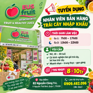 Tuyển nhân viên bán hàng trái cây nhập khẩu quận 1