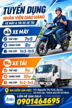 Tuyển nhân viên kho - giao hàng  xe công ty
