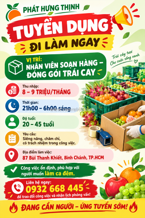 Tuyển nhân viên soạn hàng bình chánh