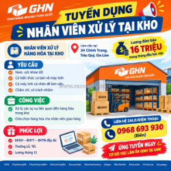 Tuyển nhân viên xử lý hàng hóa tại kho gia lâm