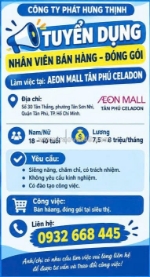 Tuyển nhv bán hàng – đóng gói aeon mall tân phú