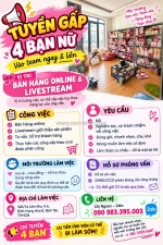 Tuyển nữ nv bán hàng online & livestream bình tân