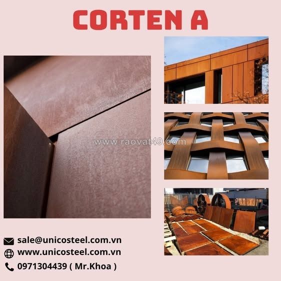 Unico steel báo giá thép corten a (thép phong hóa) tận kho giá tốt nhất: giải pháp lên màu gỉ nghệ thuật & chống ăn mòn cho kiến trúc cảnh quan