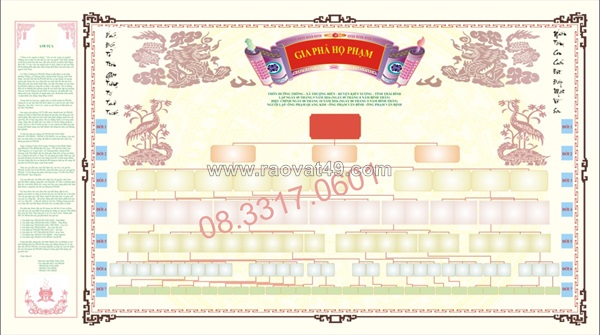 Vẽ cây gia phả, vẽ cây phả đồ, vẽ cây phả hệ dòng họ