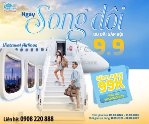 Vietravel airlines ưu đãi ngày song đôi 9/9