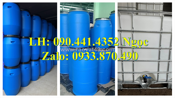 Vỏ thùng phuy nhựa 50 lít ngâm rượu, thùng phuy nhựa 100 lít đựng chất lỏng, thức ăn gia súc gia cầm