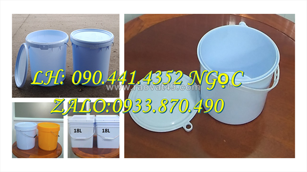 Vỏ thùng sơn 1 lít quai nhựa, thùng đựng sơn 10 lít tròn màu xanh dương, thùng nhựa 16 lít đựng sơn nhám