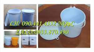 Vỏ thùng sơn 1 lít quai nhựa, thùng đựng sơn 10 lít tròn màu xanh dương, thùng nhựa 16 lít đựng sơn nhám