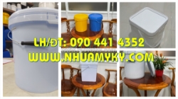 Xô nhựa 16 lít đựng dầu nhờn, thùng nhựa  lít tròn nắp rót, thùng nhựa 20 lít vuông đựng keo