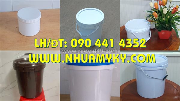 Xô nhựa 16 lít đựng dầu nhờn, thùng nhựa  lít tròn nắp rót, thùng nhựa 20 lít vuông đựng keo