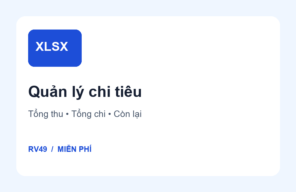 Bảng quản lý chi tiêu cá nhân miễn phí