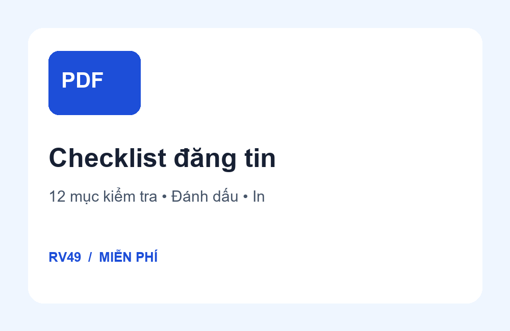 Checklist đăng tin miễn phí